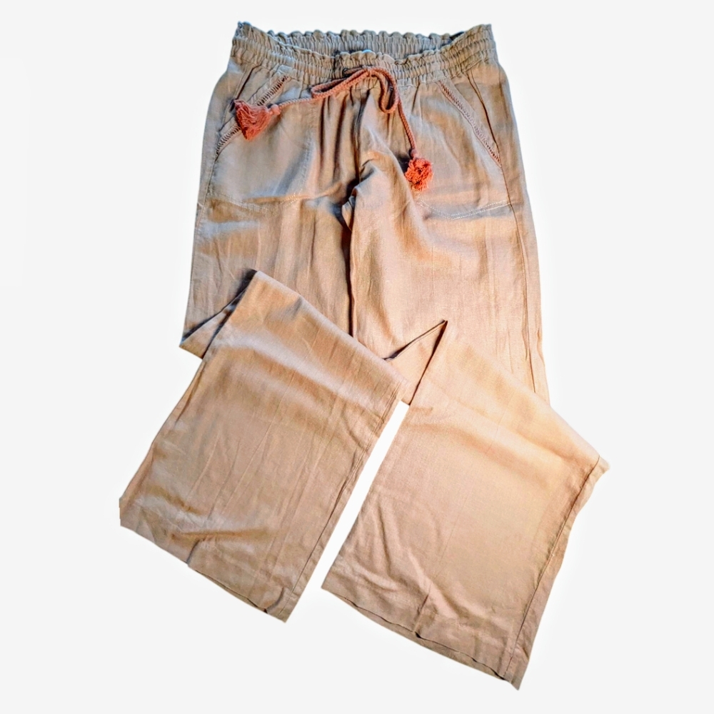 Jolt Drawstring Waist Linen Blend Pants, Size 27